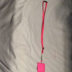 Adjustable pink lanyard